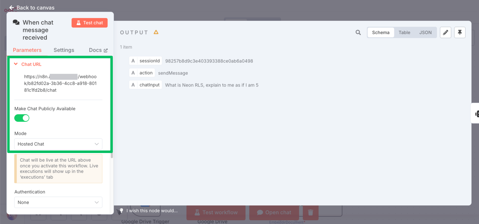 Getting the Chat URL in n8n